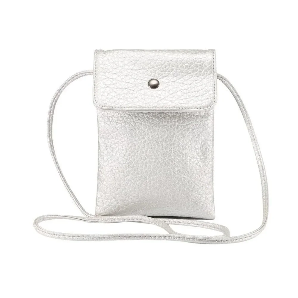 Silver iPhone/Samsung Travel Crossbody Silver Metallic Bag NWOT